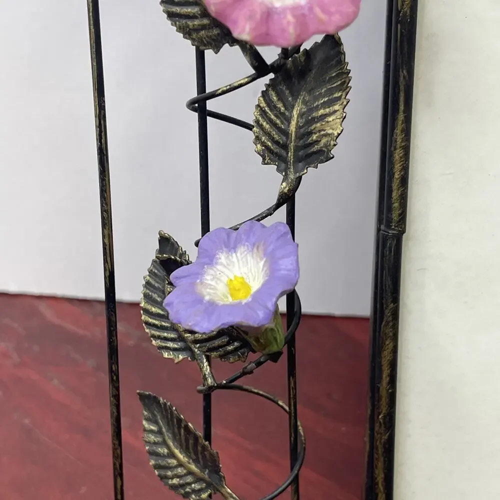 Ceramic Hummingbird Flower 5 X 7 Picture Frame Woven Metal Framed
